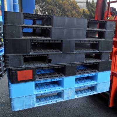 【中古】プラスチック中古パレット　1300×1100　片面使用【愛知県名古屋市】p-00251　※10枚からのご注文